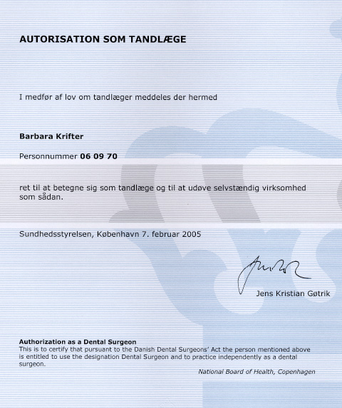 Certifikat for Barbara Rank